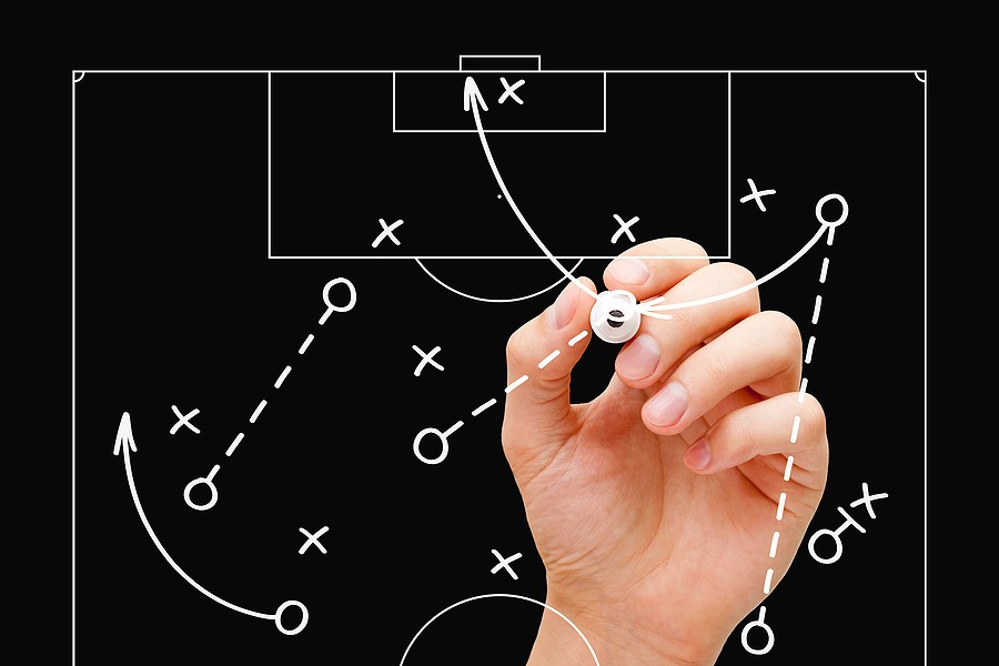 Football Attacking Tactics Drawn with White Market