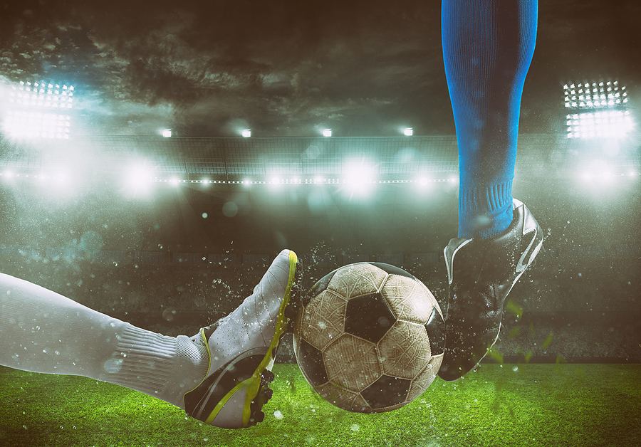 Football Tackle White and Blue Socks
